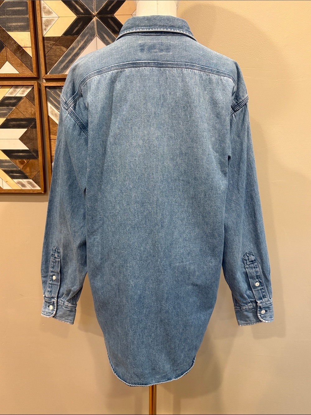 Vintage Ralph Lauren 90s Light Blue Denim Button-Front Workshirt Unisex Medium - Picture 5 of 10